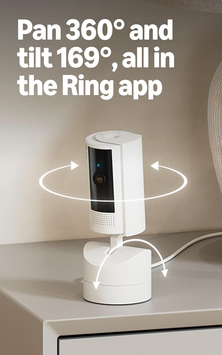 Ring Pan-Tilt Indoor Camera | Plug-In Pet Security Camera | 360° pan & 169° tilt coverage, - Mise en situation et utilisation