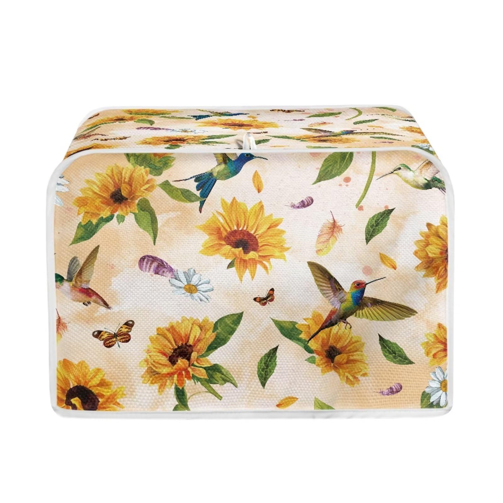 STUOARTE Hummingbird Sunflower Print 4 Slice Toaster Covers Daisy Butterfly Print Bread Maker Cover Kitchen Appliance Bread Machine Toaster Cover, Long Slot Dustproof Toaster Covers Kitchen Decor