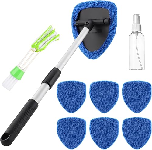 Nettoyage Pare Brise Kit,6Tampons Lavables,1Vaporisateurs et Bro 