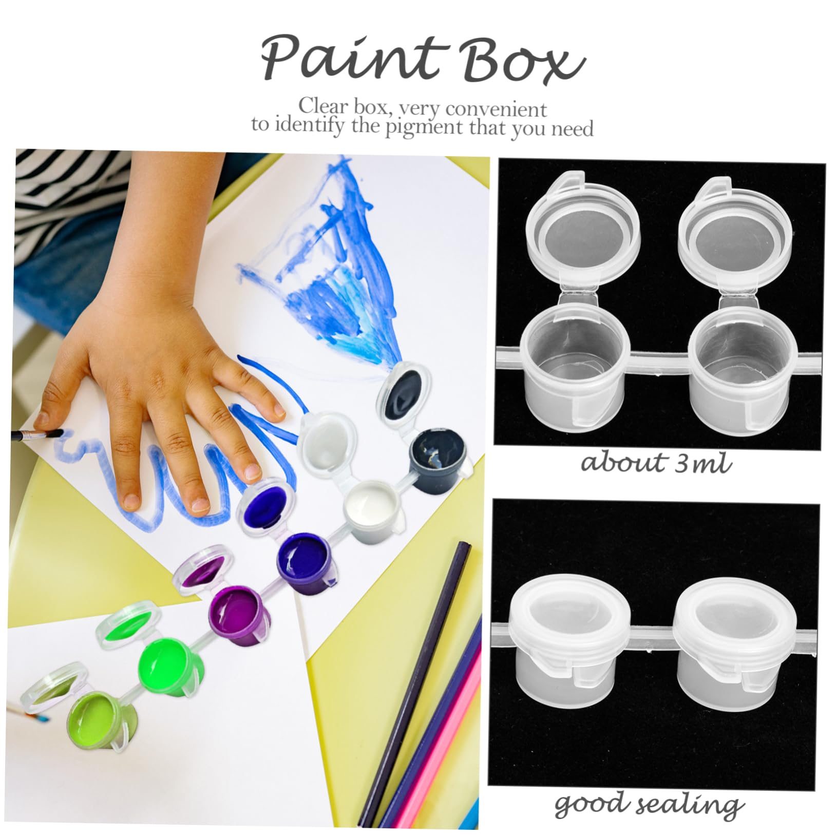 HAPINARY Painting Cups Set of 40 Sealable Paint Pots Lids Watercolor Paint Containers for Boys and Girls Artists