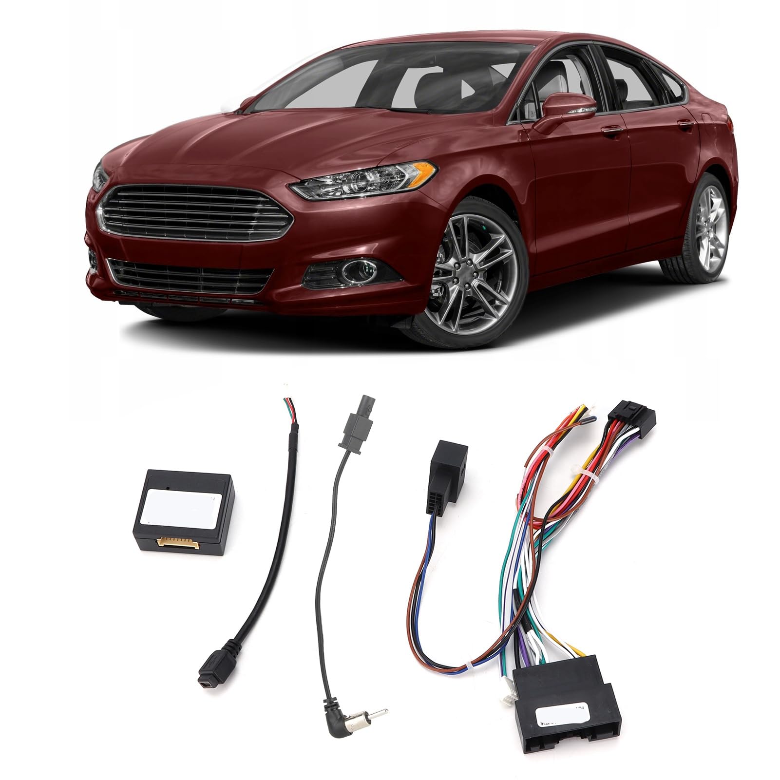 Adattatore Audio ABS 16 Pin per Auto, Cavo Alimentazione e Adattatore Stereo con Scatola Canbus di Ricambio per Focus e