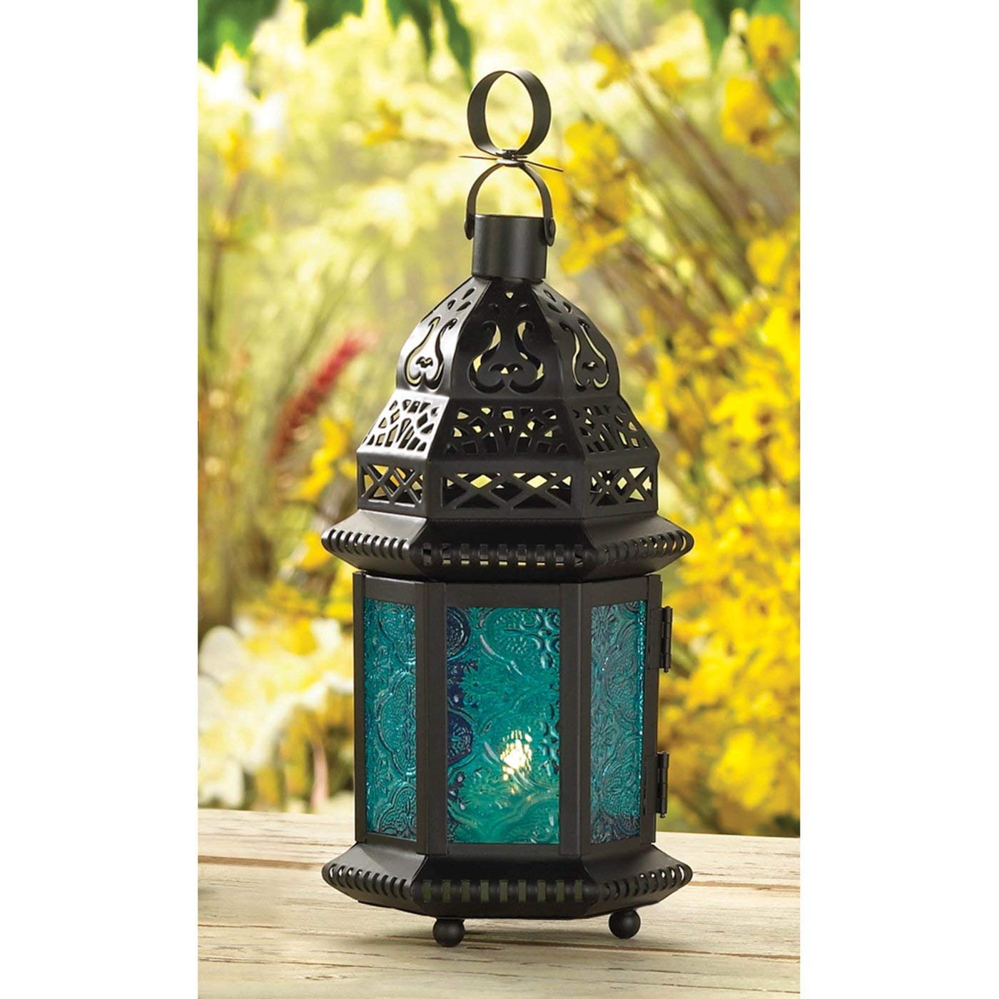 Koehler 37438 - Farol de Cristal Azul marroquí de 10,25 Pulgadas
