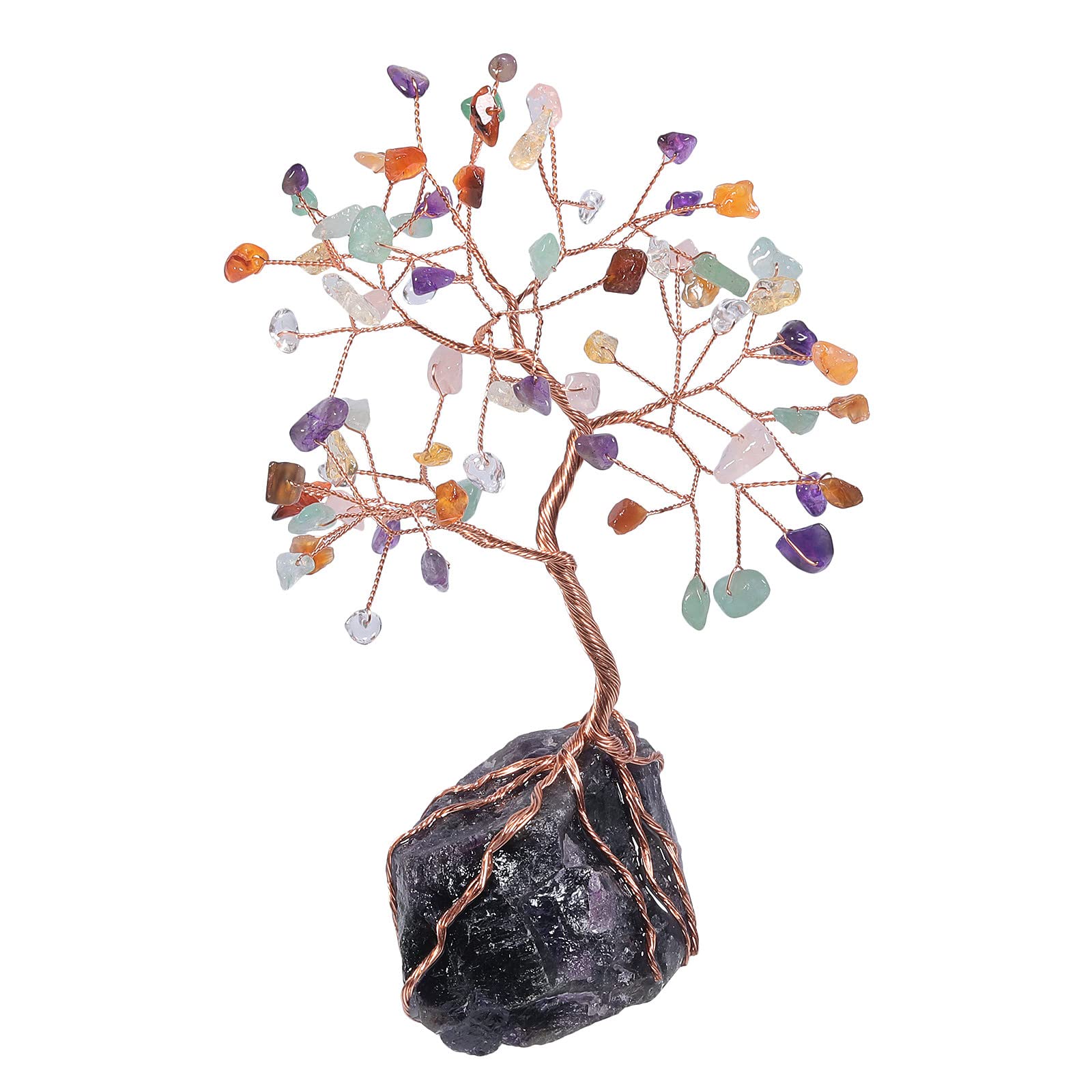 mookaitedecor Chakra Crystal Money Tree with Amethyst Raw Stone Base Good Luck Crystal Gifts