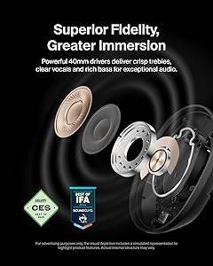 Belkin SoundForm Isolate Bluetooth Over-Ear Headphones - Hybrid Active Noise Cancelling Headphones - Wireless w/ 60H Playtime, Fast Charging & CloudCushion Ear Cups for Travel, Home, or Office - Black