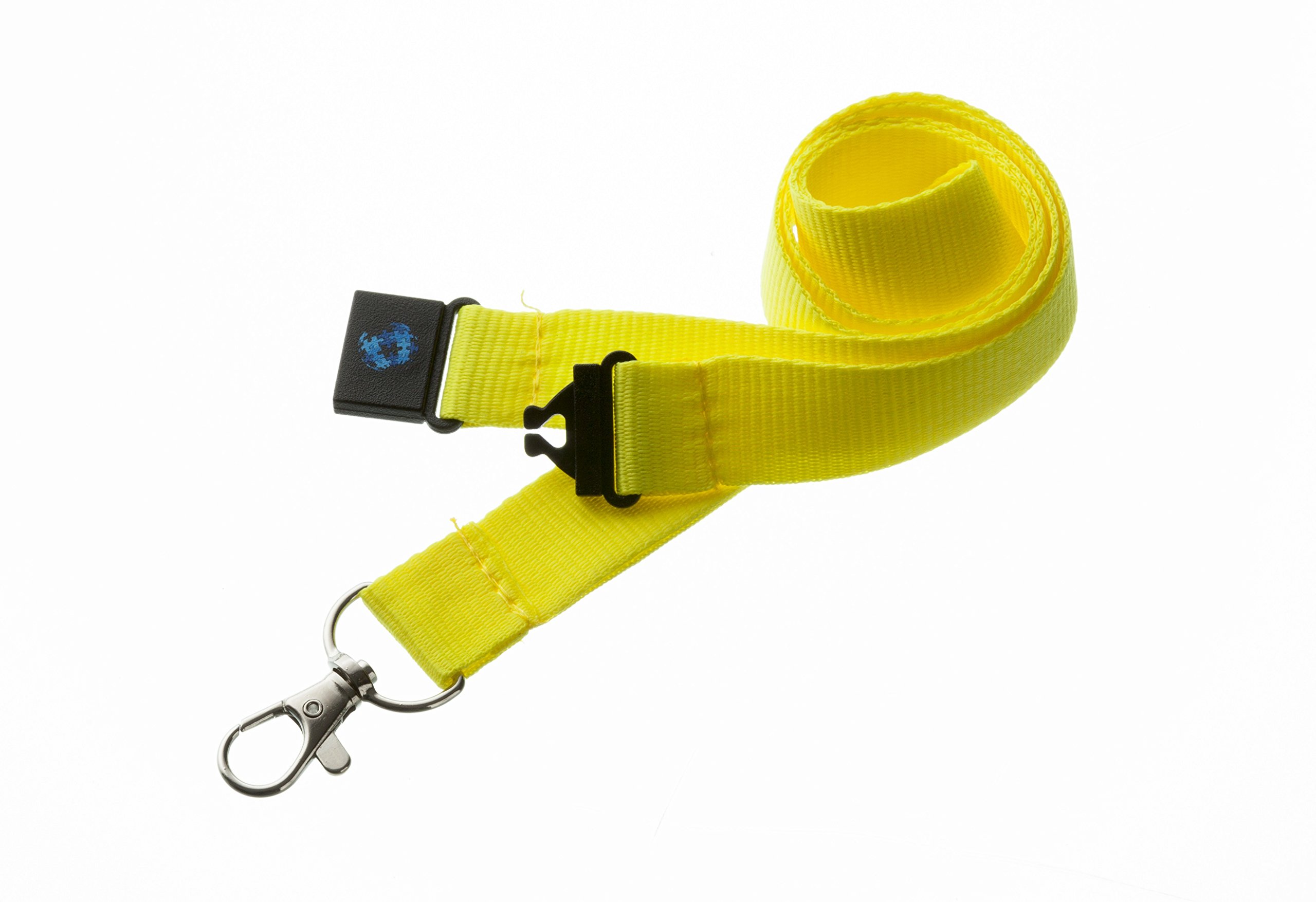 20mm Lanyard with Safety Break away and Metal clip - NEON YELLOW