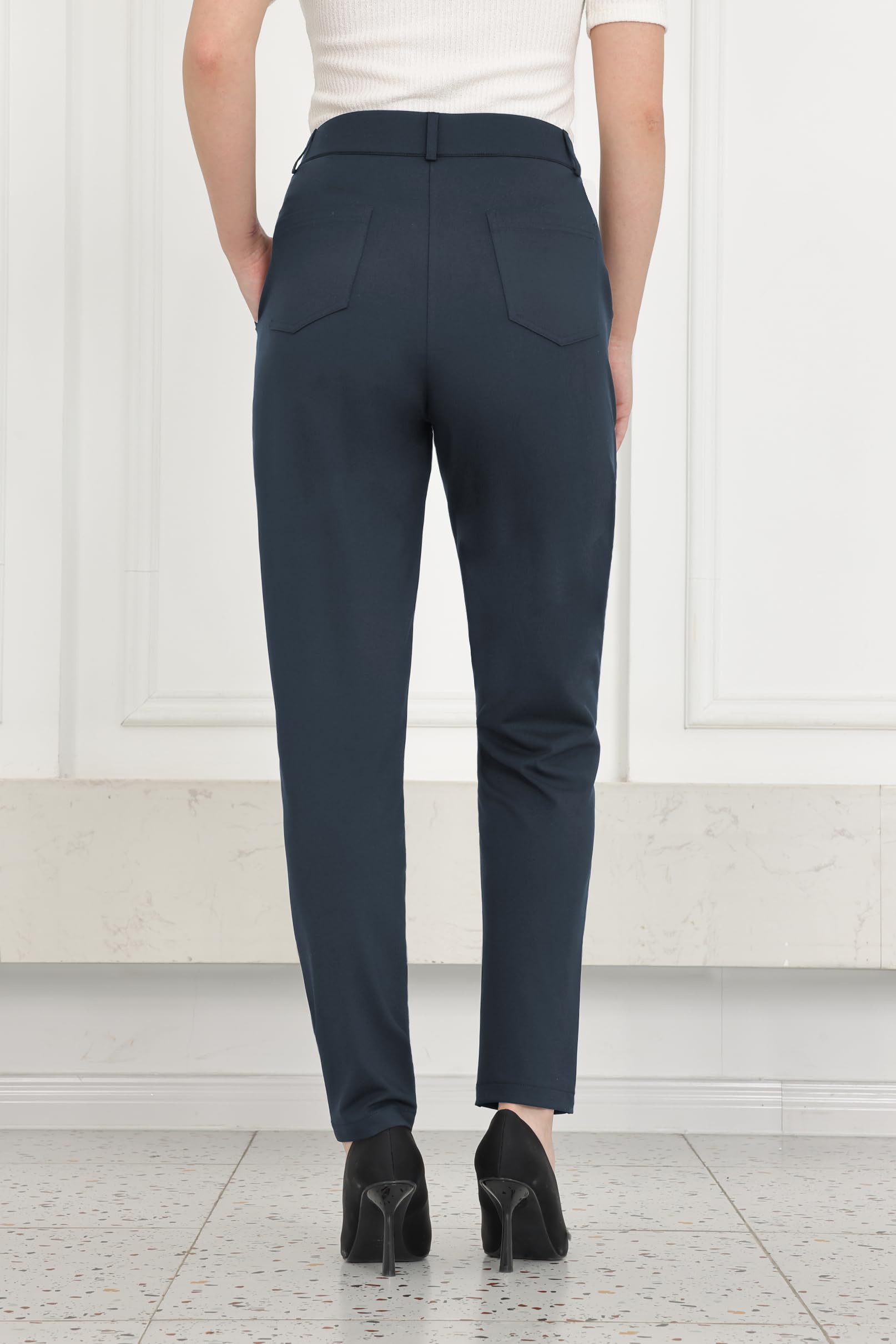 Bamans Pantalones de vestir para mujer, pantalones de trabajo, oficina, negocios, casual, elásticos, de cintura alta, con bolsillos