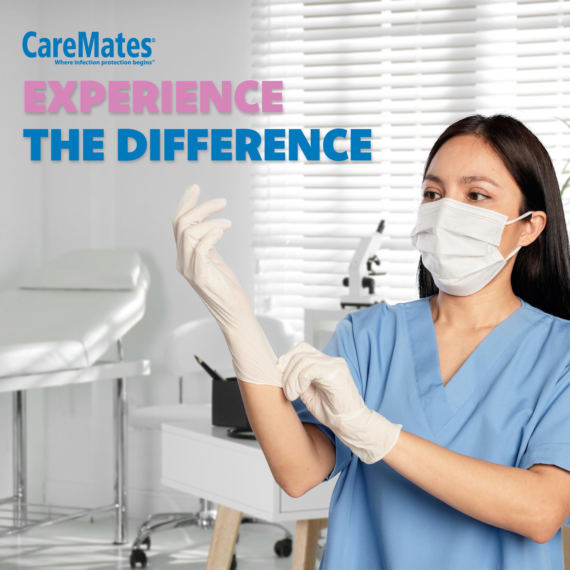 CareMates Vytrile - Guantes de examen médico, goma sin látex, sin polvo, extrafuertes, 4 mil de grosor, certificados para infusión en el hogar, primeros auxilios, seguros para alimentos, guantes de