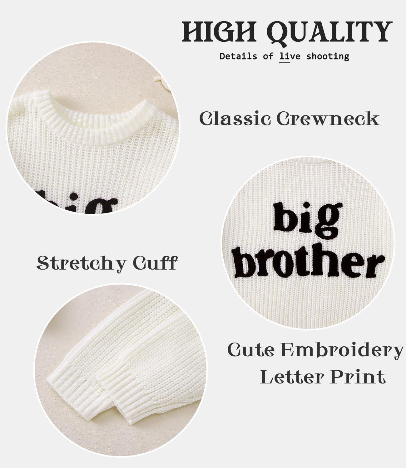 Big Brother Sweater Toddler Boy Letter Embroidery Knit Sweater Baby Crewneck Knitted Sweatshirt Fall Winter Warm Top