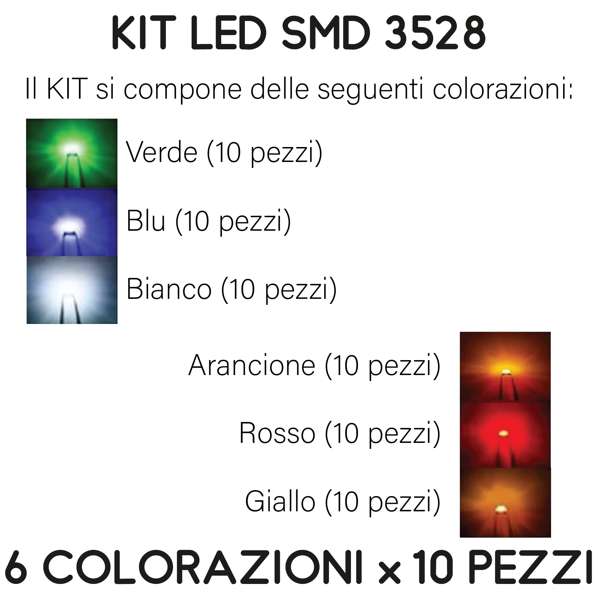 Kit di LED SMD 3528-6 colori - 60 pezzi