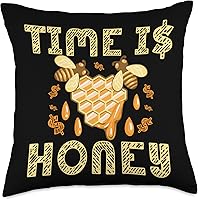 Vista 5 de Nature Cute Natural World Bears Forest Zoo Time is Honey Bees Lover Beekeeper Insects Apiology Joke Throw Pillow, 16x16, Multicolor