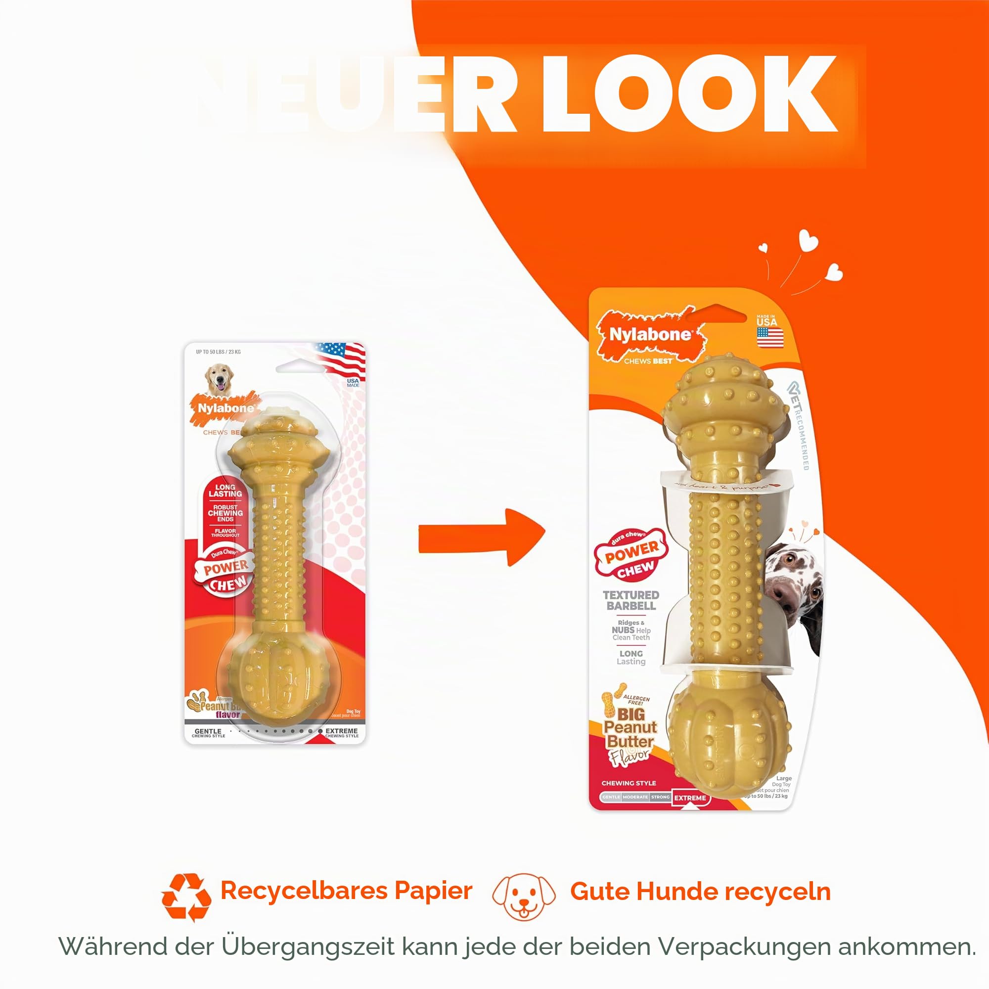 Interpet NBC905PEU Kauspielzeug aus Nylabone für extreme Kauer, Halfter, Erdnussbutter, Größe XL