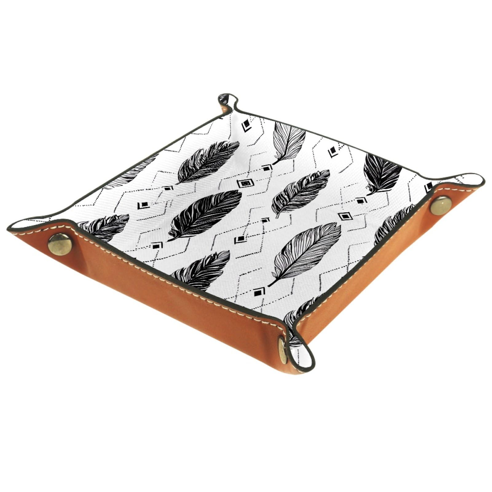 VAPOKF Feathers Dice Trays Quadrilateral Dice Folding Tray Microfiber Leather Holder for Table Games RPG DND, 20.5 × 20.5 cm
