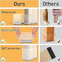 Vista 5 de CHWM - 16 protectores rectangulares de silicona y fieltro para las patas de las sillas, proteger baldosas de madera, evitar rayones y reducir