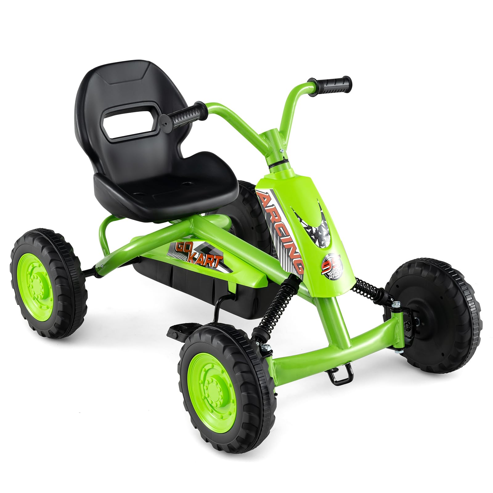 Costzon Go Kart for Kids, 4 Wheel Toddler Ride On Pedal Car (Green)