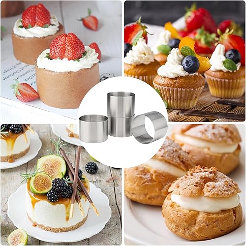 Miniatura 6 de Anillos de pastel para hornear de 3 pulgadas, 4 piezas redondas de acero inoxidable, molde para tartas, anillo de mousse, cortador de galletas,