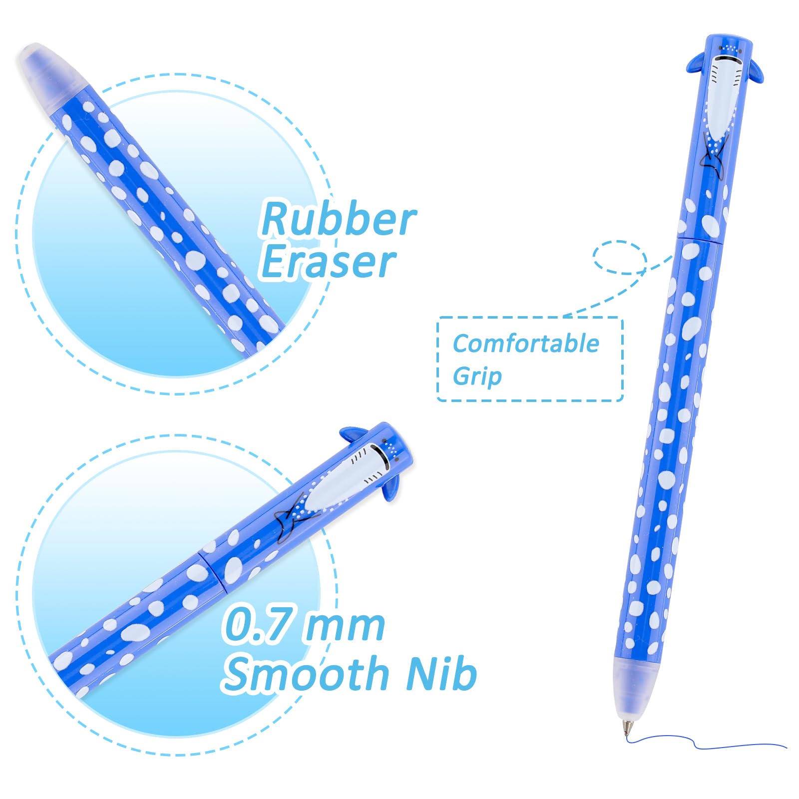Set di 6 penne gel cancellabili, con inchiostro termico blu da 0,7 mm, cancellabili, per scuola, ufficio, appunti