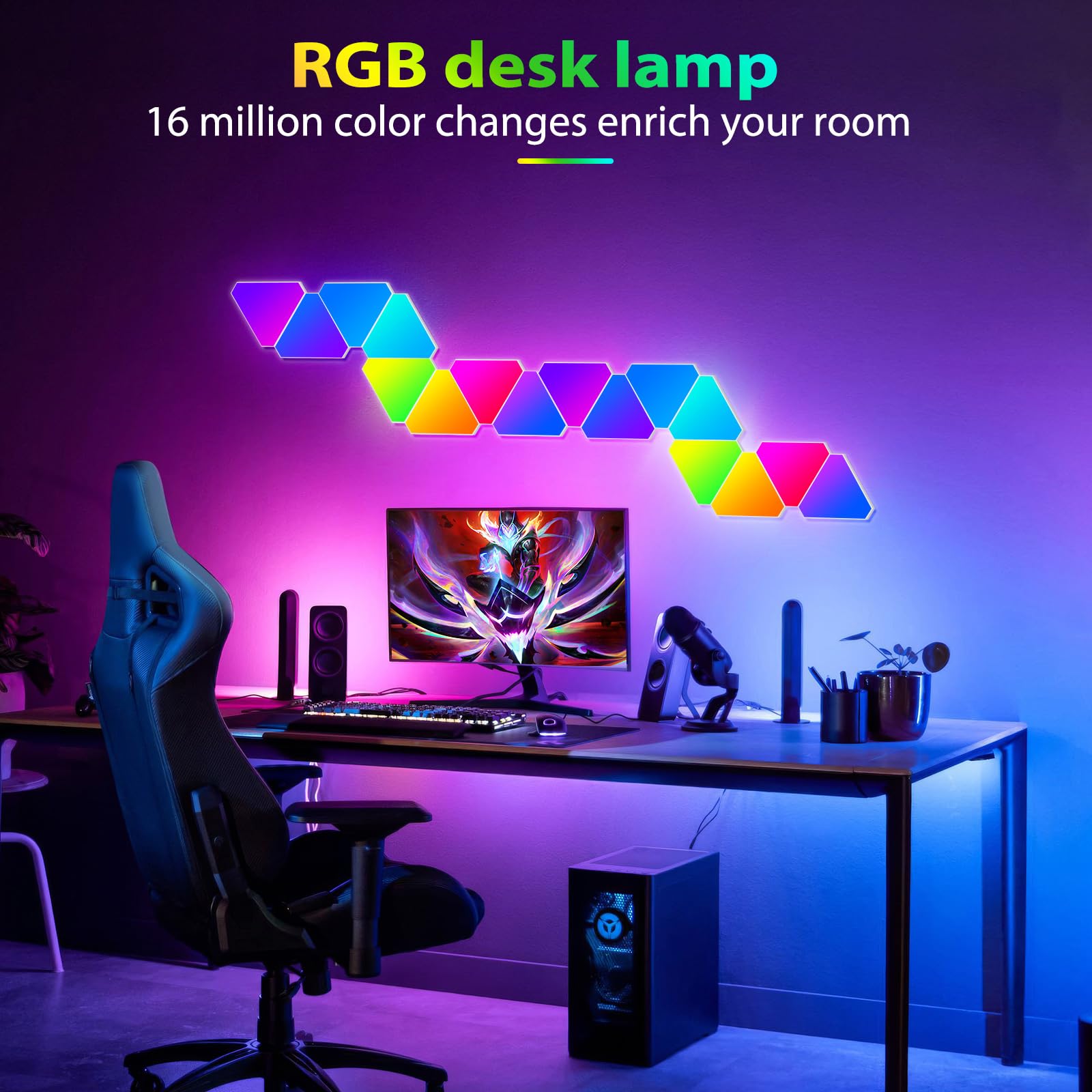 LED Luces RGB Para Pared Con Panel Gaming, Control Remoto, Sincronización De Música, Neon Nocturna Para Dormitorios, Sala, Fiesta y Decoración