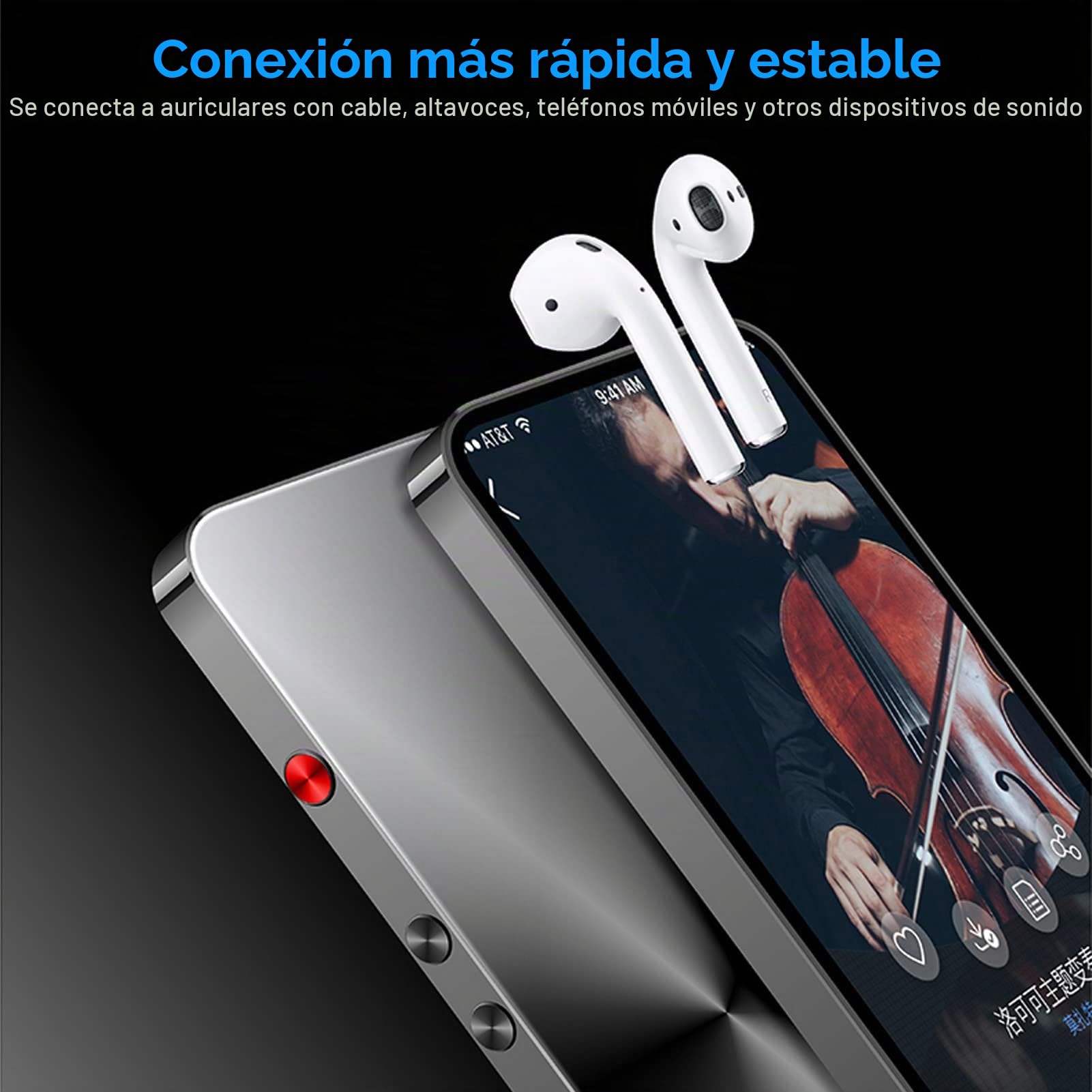 Reproductor de MP4 Inteligente HD de 5,0 Pulgadas, Reproductor de MP4 WiFi Bluetooth Portátil con Pantalla HD Completamente Táctil, Batería de Litio de Gran Capacidad y Chip Octa (128GB)