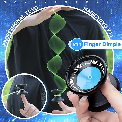 Miniatura 2 de MAGICYOYO V11 FINGEROTA - Yoyo profesional de giro de dedo, doble propósito, yoyo, yoyo insensible y sensible para todos los niveles, guante Yo Yo +