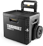 ToughBuilt StackTech 2 Drawer Locking Box, Heavy-Duty Portable Tool Chest, 240 lb Capacity - Stackable Toolbox Storage Organizer with Dividers, & Auto-Latching Drawer