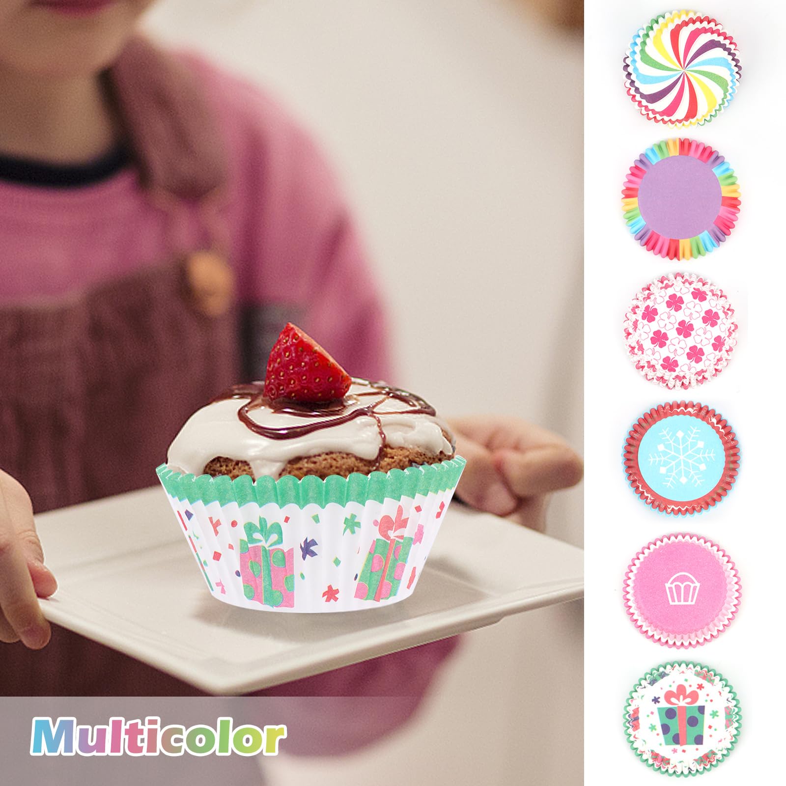 300 Moldes De Papel Para Cupcakes | Antiadherentes Grado Alimenticio, 6 Colores, Tamaño Estándar