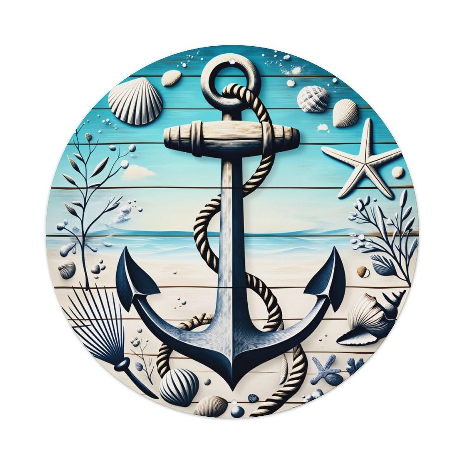 Anchor Rope Shell Starfish Seaweed Metal Tin Sign Plaque