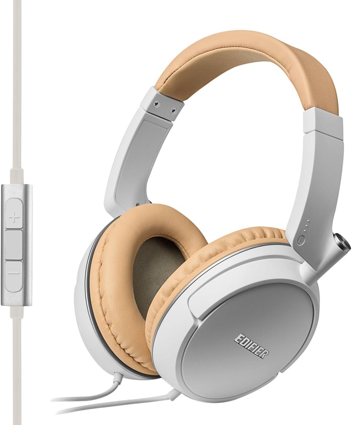 Edifier P841 Comfortable Noise Isolating Over-Ear Headphones with Microphone and Volume Controls - White