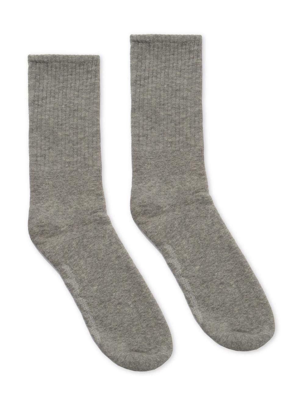 USA-Made Solid Crew Socks S/M Heather Grey