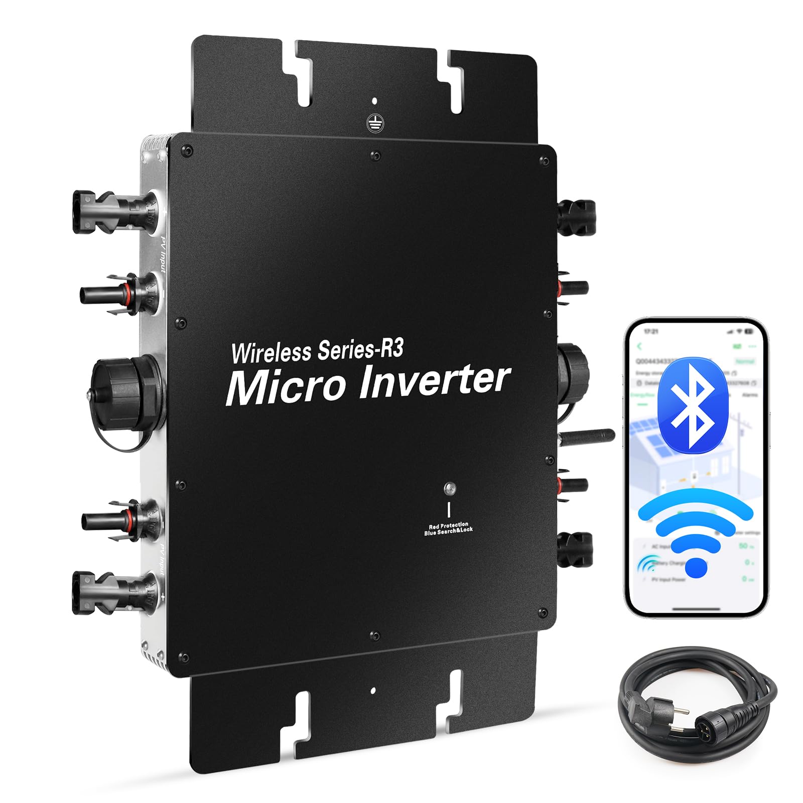 Micro inverter 1200 W, con WiFi intelligente per centrali elettriche da balcone, inverter PV plug & play, MPPT integrato, controllo app, invertitore solare IP65