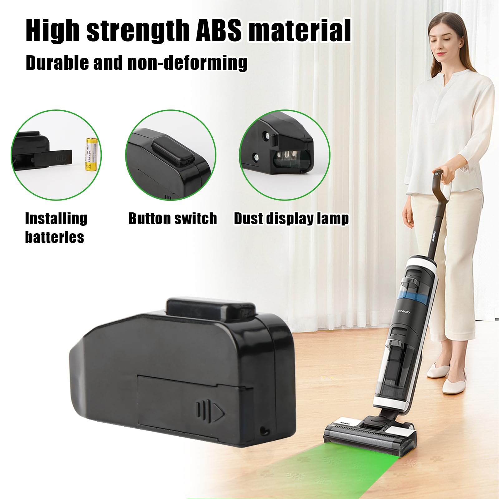 Lámpara LED para aspiradora con Detector de Polvo Universal, luz LED Verde para Detector de pelos de Animales, Accesorio para Cabezal de aspiradora