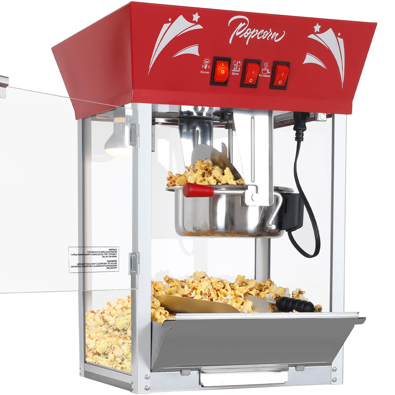 Popcorn Maker Machine, 12 Ounce Kettle Stainless Steel Commercial Popcorn Machine