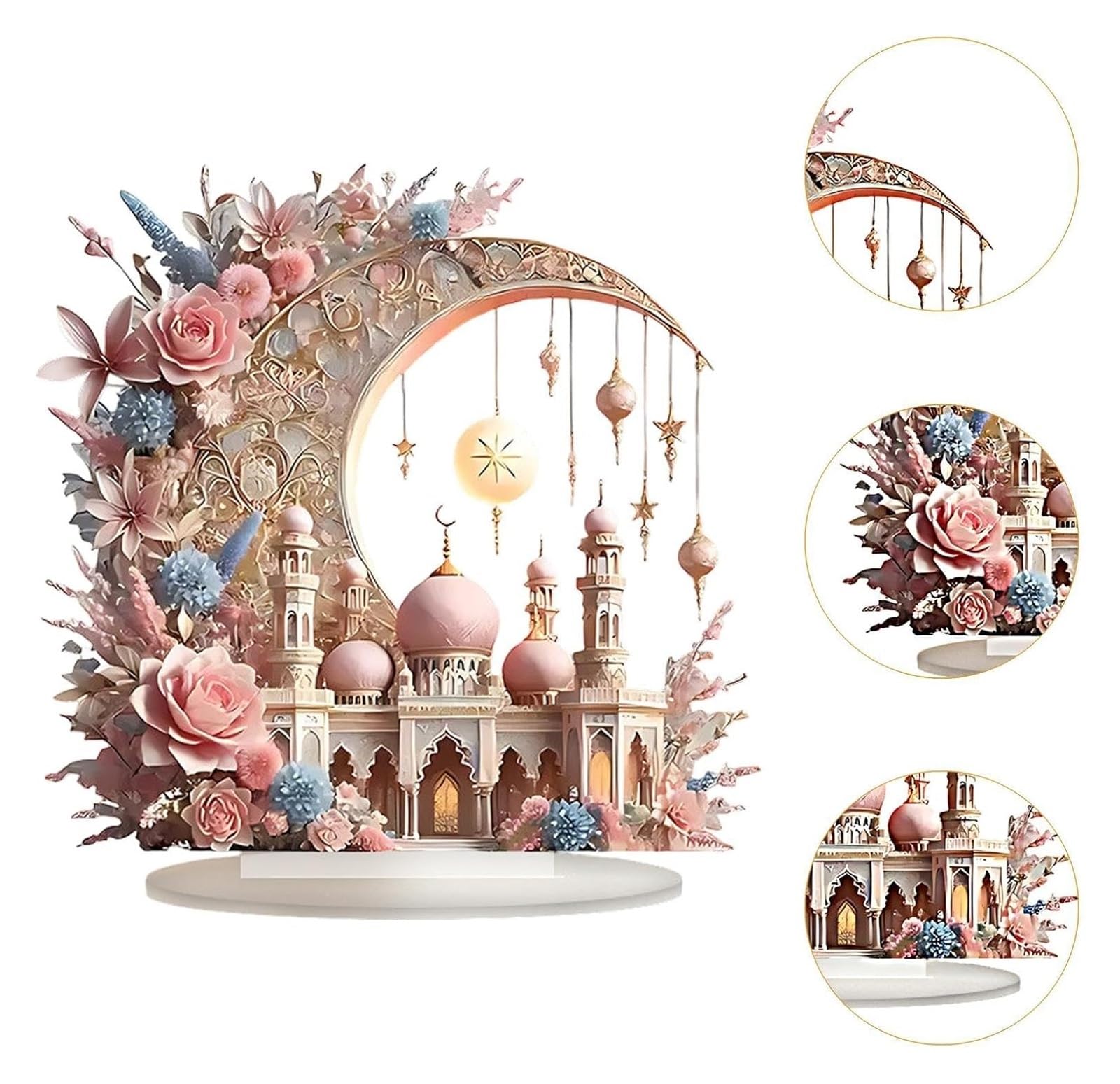 Ozdoby ramadanowe na domowy stół, Zamek akrylowy ozdoba na biurko dekoracja stołu figurka festiwalu Ramadan