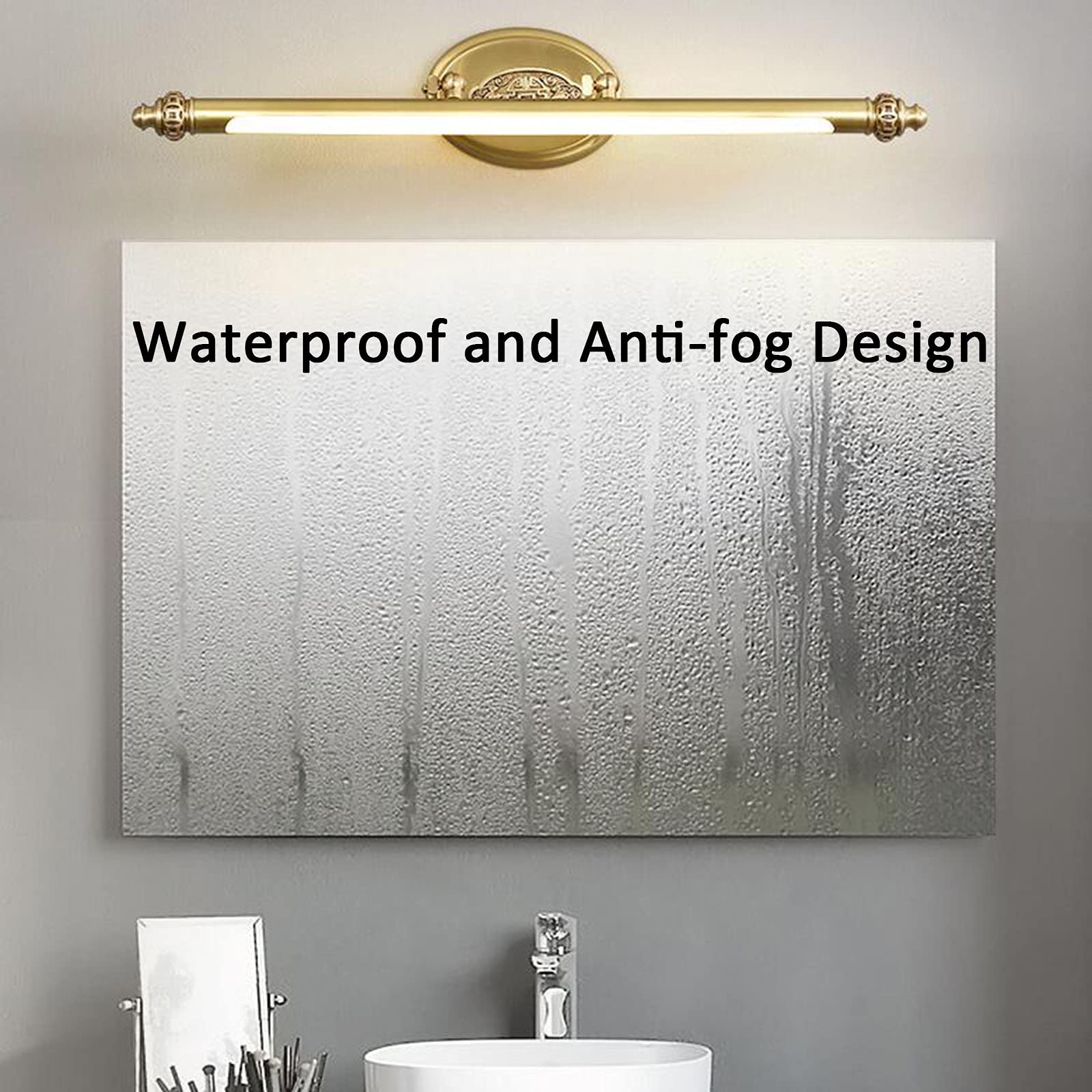 Iluminación de tocador Lámpara de Espejo cosmético Retro Luz de Maquillaje Espejo de baño de tocador Luz Frontal Luz de gabinete con Espejo, Luces de baño de diseño Giratorio antivaho imperm
