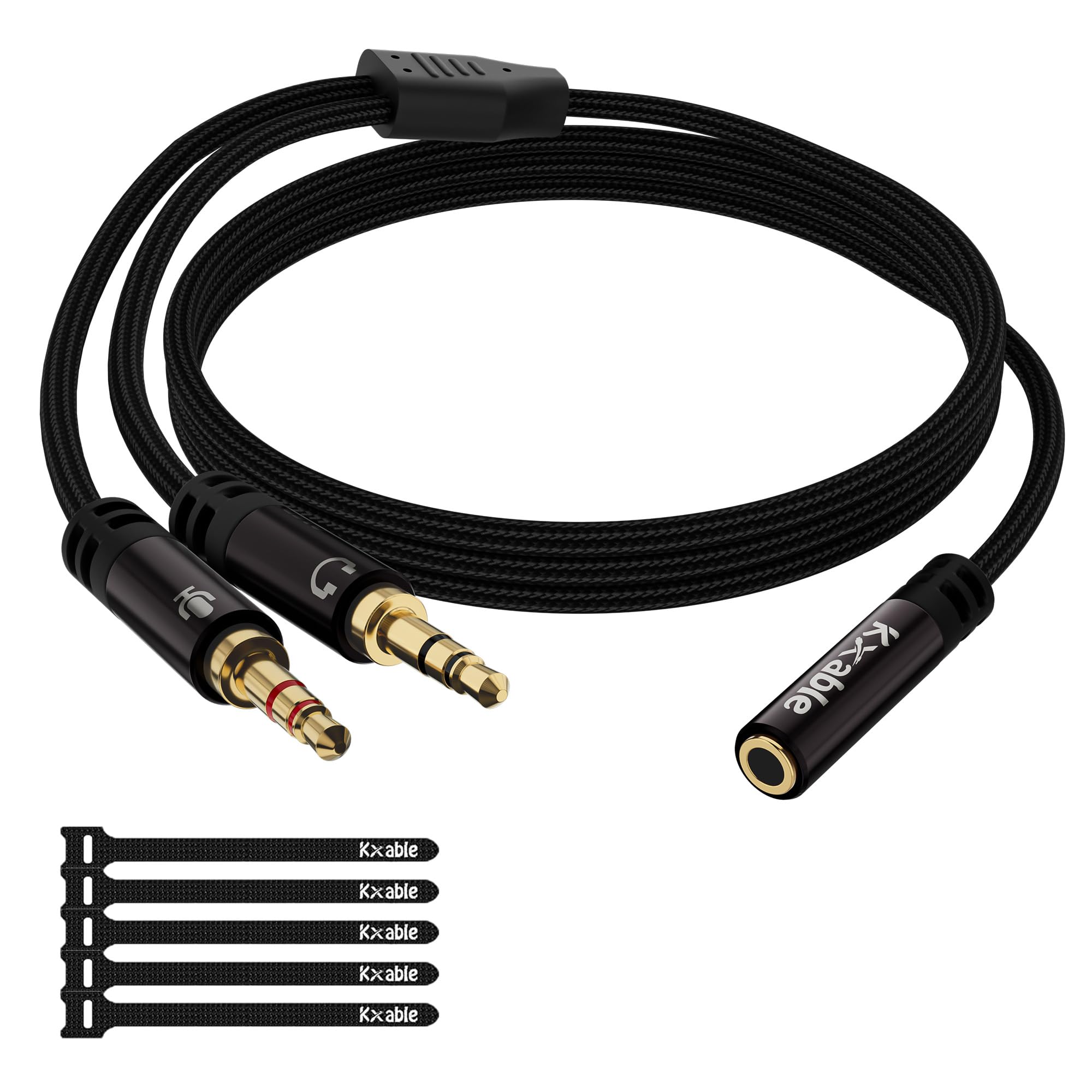 Splitter per cuffie per computer, cavo splitter audio da 3,5 mm femmina a doppio maschio da 3,5 mm, jack stereo per cuffie da cuffie a PC portatile, separatore a Y da 1/8 di pollice 2 in 1