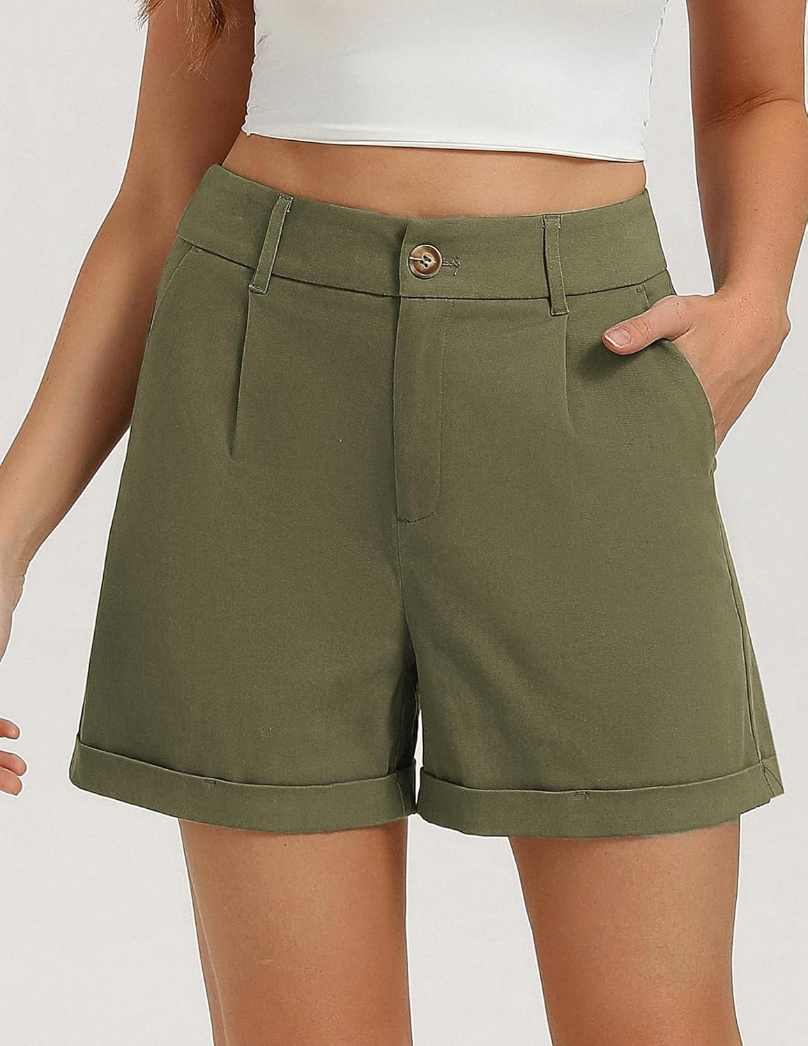 Belle Poque Women Dressy Shorts High Waisted Wide Leg Shorts with Pockets - Image 3