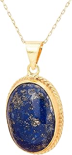 Lapis Lazuli Necklace, Lapis Lazuli Woman Pendant. Oval Lapis Lazuli Necklace. Gold Plated Silver Lapis Lazuli Pendant. 925 Sterling Silver Lapis Lazuli Necklace.