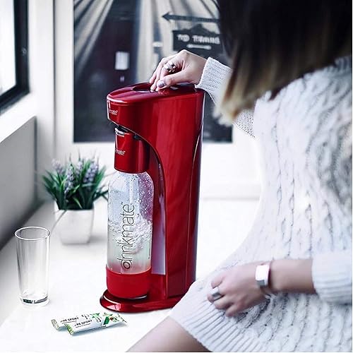 Miniatura 8 de DrinkMate OmniFizz - Máquina de agua con gas y refrescos, carbonata cualquier bebida sin diluirla, cilindro de CO2 no incluido (rojo rey)