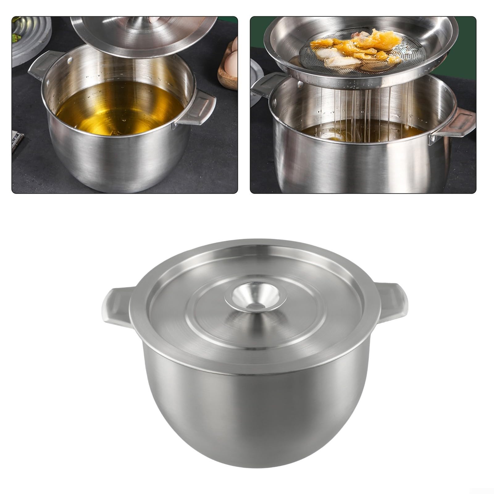 Vaso filtrante per olio con coperchio sicuro e rete integrata per filtrare e conservare oli aromatizzati fatti in casa in cucina (5,2 L)