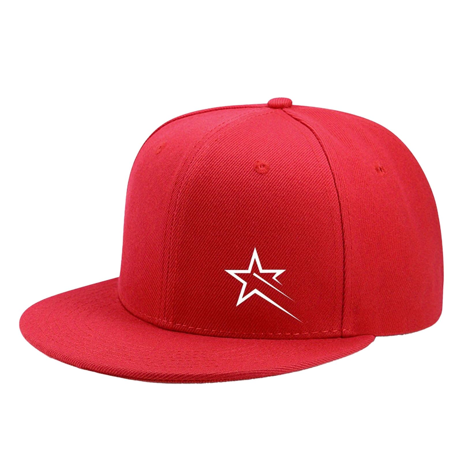 matumou Star Print Baseball Hat, Adjustable Back Buckle Retro Distressed Style Baseball, Flat Brim Outdoor Sunshade