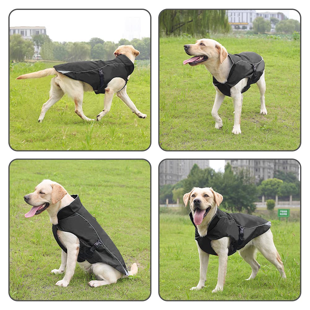 Manteau d'hiver chaud imperméable pour chien, manteau coupe-vent imperméable avec doublure en polaire, section épaisse, veste d'hiver chaude et réglable, convient pour chiens, (noir, taille 3XL)