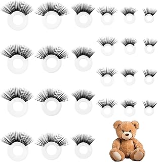 24pcs Doll Eyelashes, 6 Sizes Safety Doll Lashes for Crocheting Cute Eye Make up Supplies for Stuffed Toy Craft Accessory