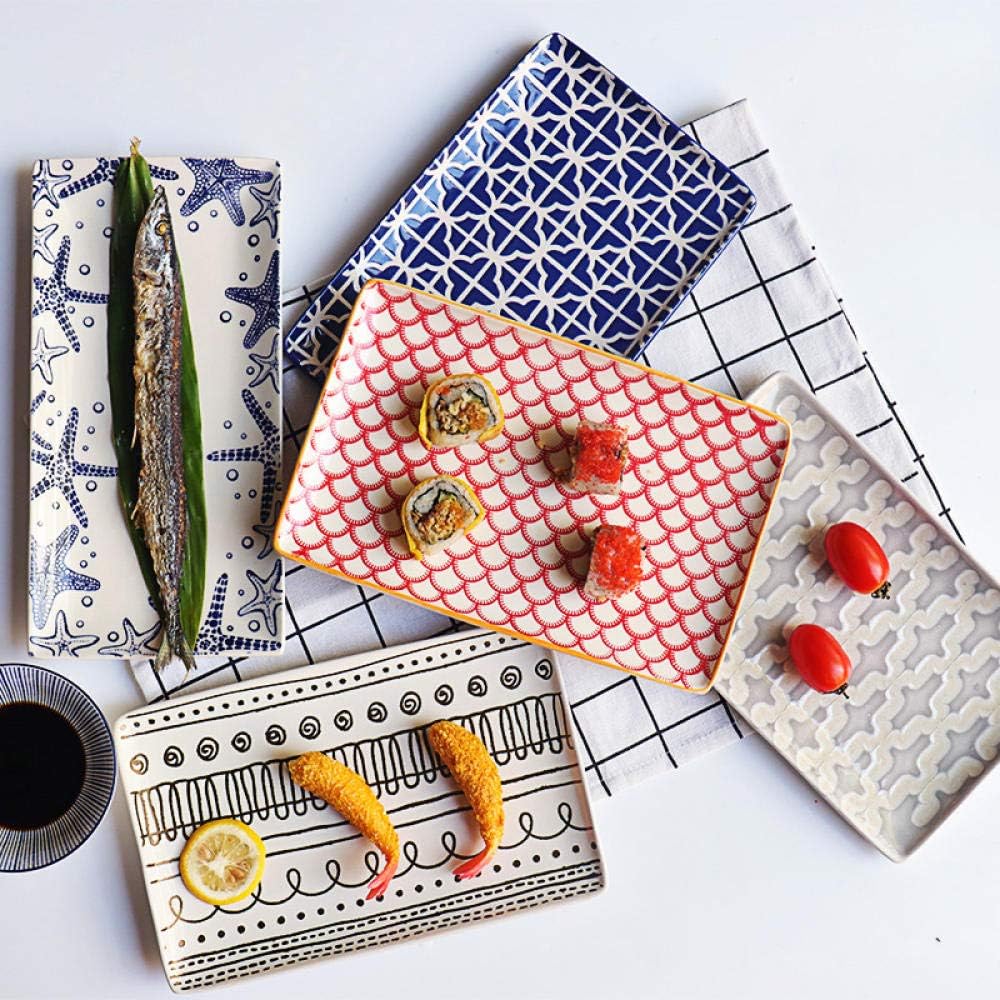 皿ステーキプレートディムサムプレートディッシュプレートウエスタンフードプレートデコレーションプレート釉下彩色-3