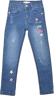 بناتي بنطلون جينز كتابه 6 سنوات ازرق وسط-4014-6-M-Blue، للفتيات