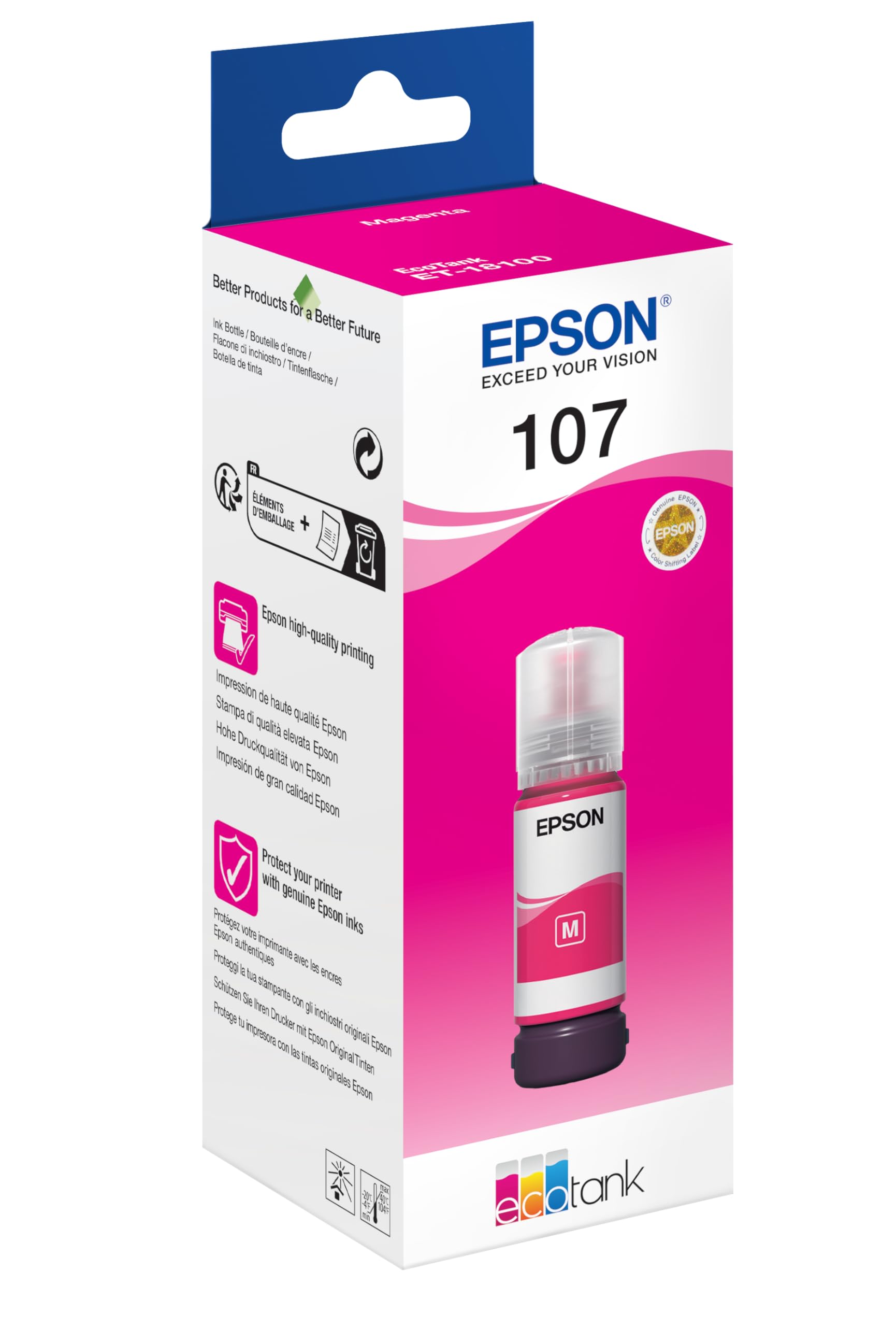 Epson 107 Magenta Ink Cartridge EcoTank 70ml for ET-18100 - C13T09B340