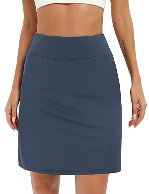 LouKeith 19 Knee Length Skorts Skirts for Women Tennis Skirts Athletic Golf Skorts Casual Workout Skirt with Shorts