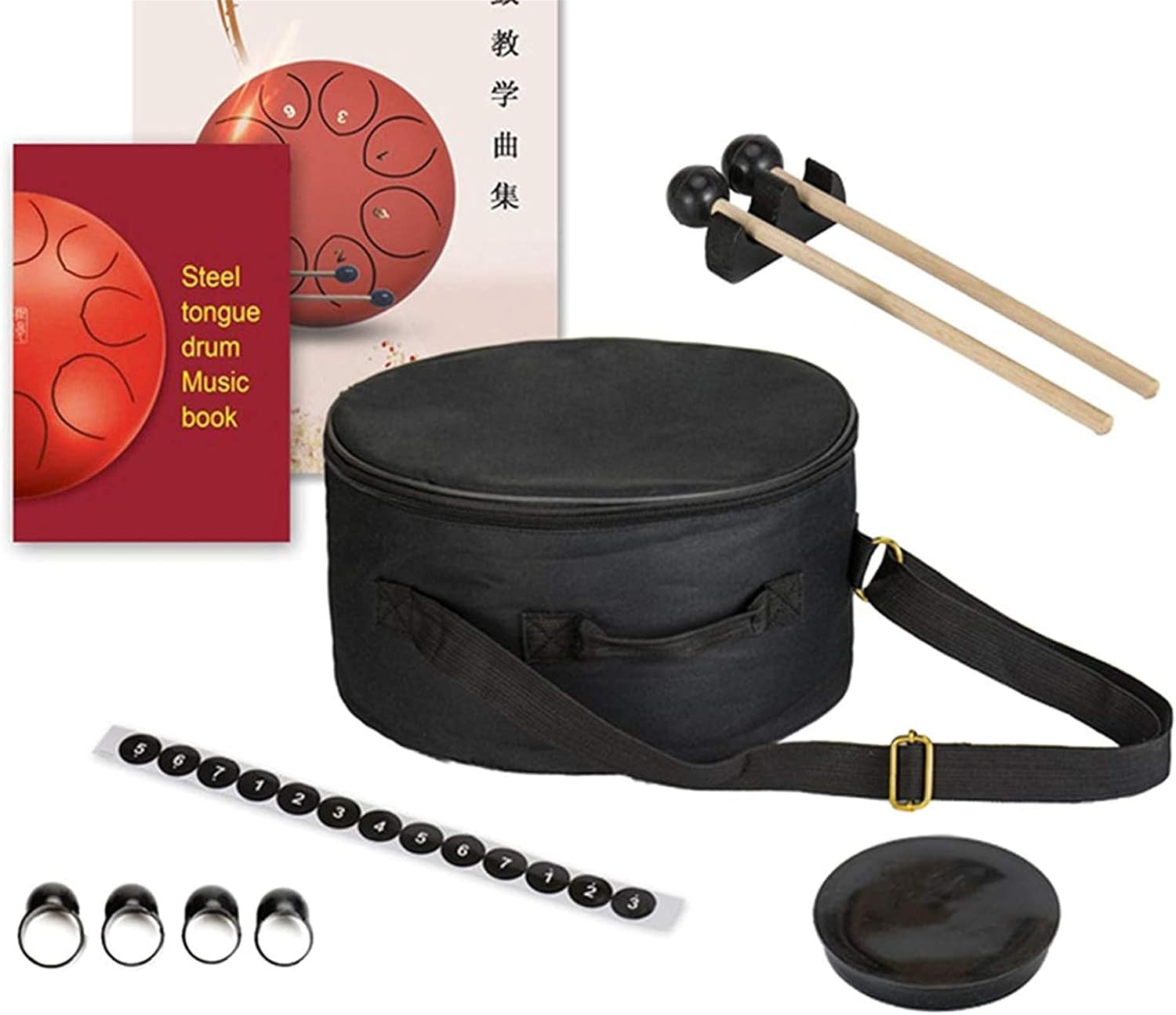 Home Decor Steel Tongue Drum 12 Inch 13 Notes Percussion Instrument Handpan Drum with Bag Rubber Mallet for Musical Education Concert Mind Healing Meditation Ideal for Adults Children Made