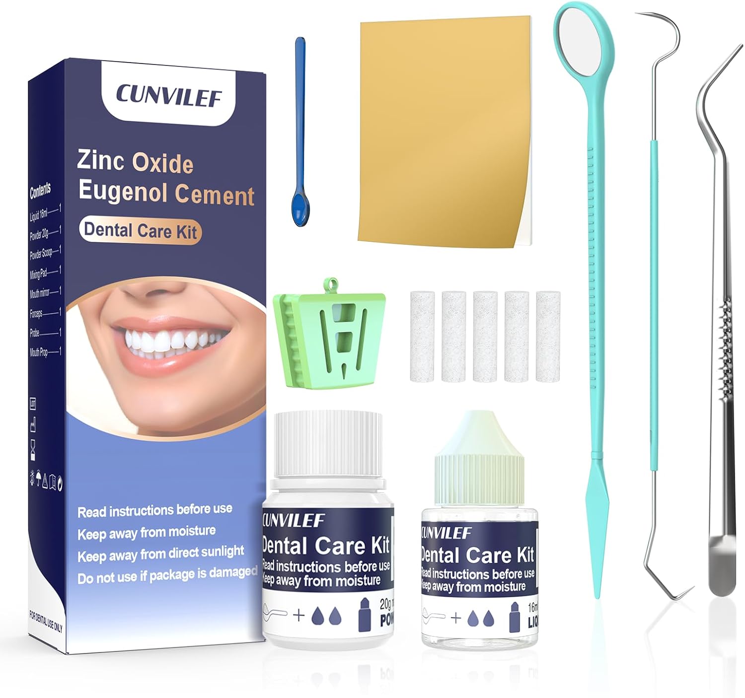 Zinc Oxide Eugenol Dental Cement Tooth Repair Kit for Broken Teeth, Temporary Filling for Crowns, Tooth Filler, Cavity Filler (Natural White)