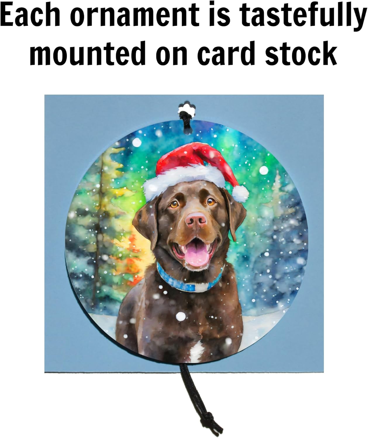 Chocolate Lab Christmas Ornament - Hanging Home Decor Featuring Santa Cap and Northern Lights - 2026 Acrylic Disc Decoration for Tree - Unique Dog Lover Gift from Cranberry Collective - Image 4