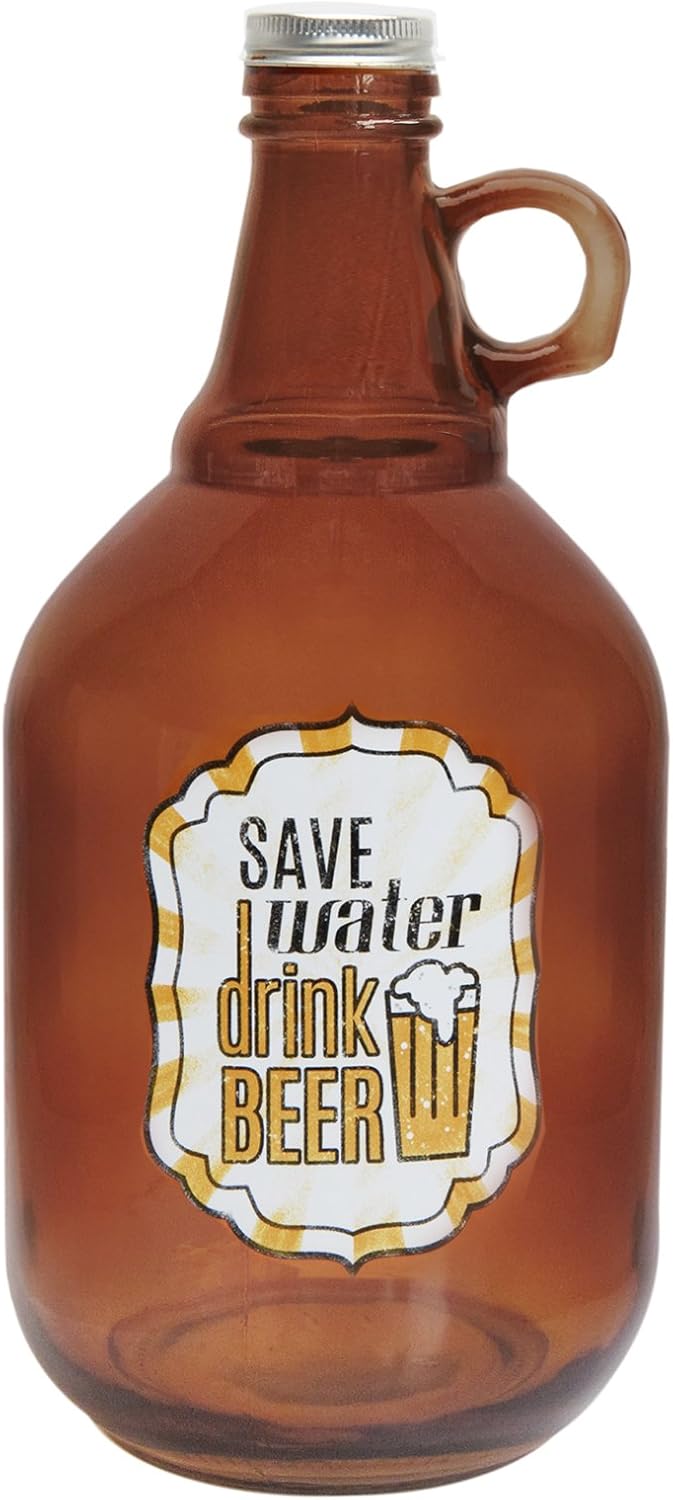 Style Setter "Save Water Drink Beer" Beer Growler with Cap, Brown : Home & Kitchen