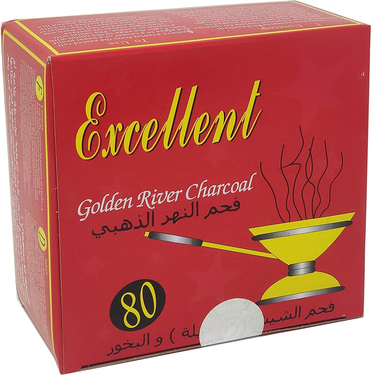 80 Excellent Golden River Charcoal Tablets for Instance Burning - Tablets are Packed in Rolls of 10 (Golden River Charcoal)